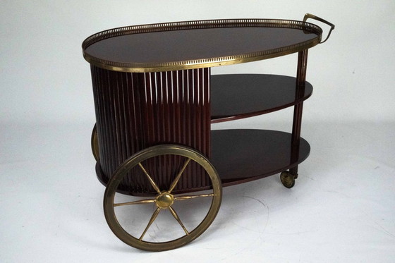 Image 1 of Mid-Century Italian Bar Cart with Shutter, 1950s