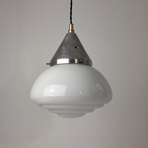 ANTIQUE ART DECO OPALINE PENDANT LIGHT