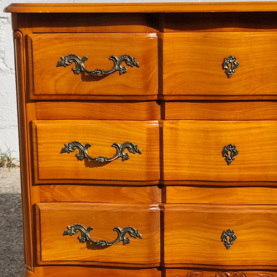 Vintage Franse ladekast van kersenhout - Commode - Louis XV-stijl - jaren 70 – Ladekasten, Metal, Other (photo 6 of 22)