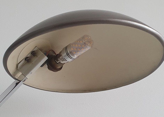 Image 1 of Industriële modernistische, beweegbare lamp, gesigneerd - Ontwerp van Ferdinand Solère, 1950 - Gelakt metaal en chroom