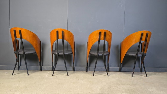 Image 1 of Sillas de comedor españolas posmodernas, años 80 - juego de 4