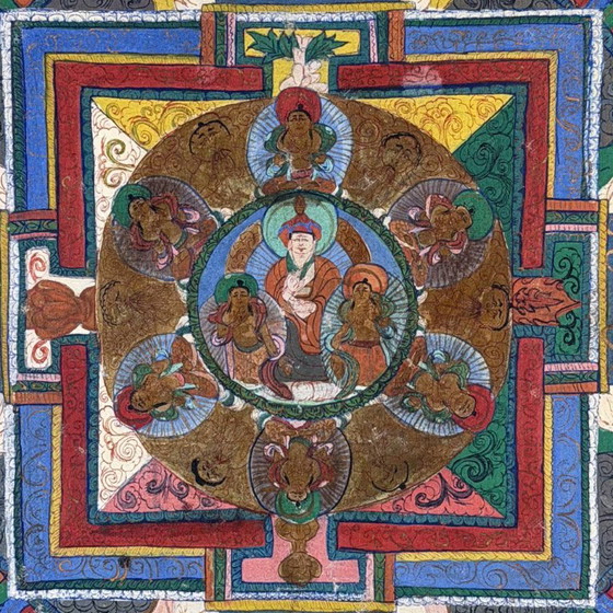 Tibetische Mandala-Thangka mit Padmasambhava, ca. 1950 – Gemälde & Zeichnungen, Other (photo 3 of 5)