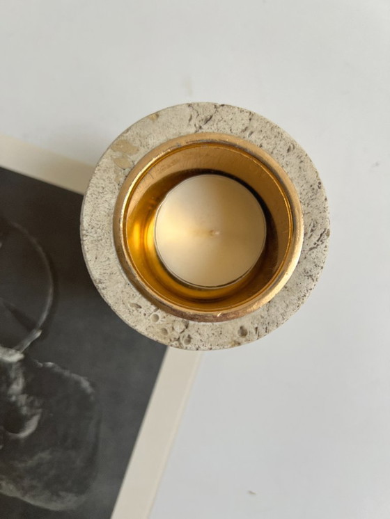 Image 1 of Travertin-Kerzenständer Fratelli Manelli Italien 1970