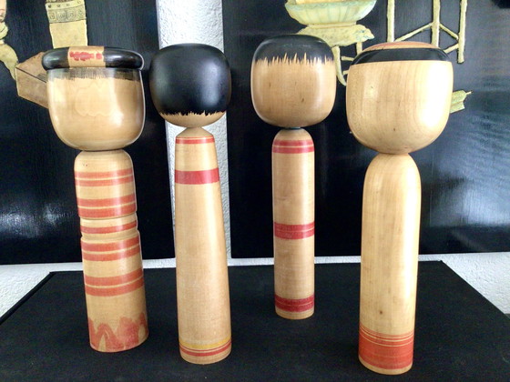 Image 1 of Set di 4 Kokeshi giapponesi vintage