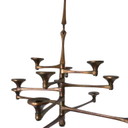 Brutalist bronze ceiling candle holder, 12-flame, 1960s