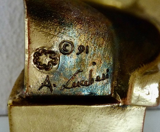 Image 1 of Büste, G. Verdi – 16 cm – Bronze, vergoldet – 1991, A. Lucchesi.