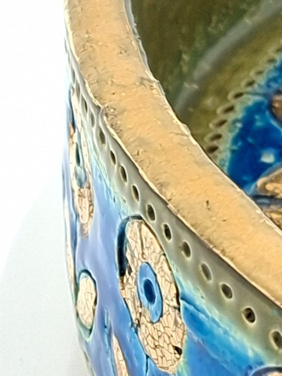 Image 1 of Bol Bitossi (Italie) « Thai Silk » bleu/vert | Ø 25 cm *pièce de collection*