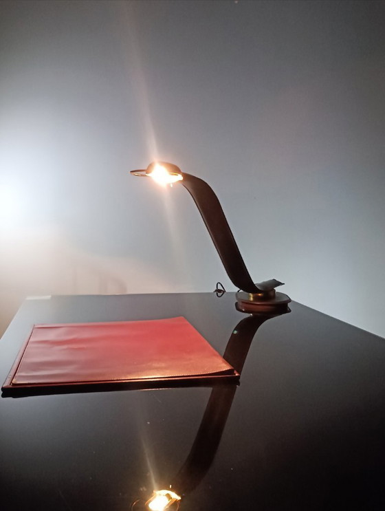 Image 1 of Cobra Leather Desk Lamp by Traso Milano 1988