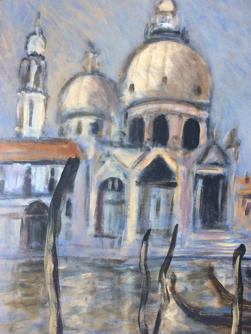 Painting by Henry Saint-Clair (1899-1990) "Church of Salvation in Venice"