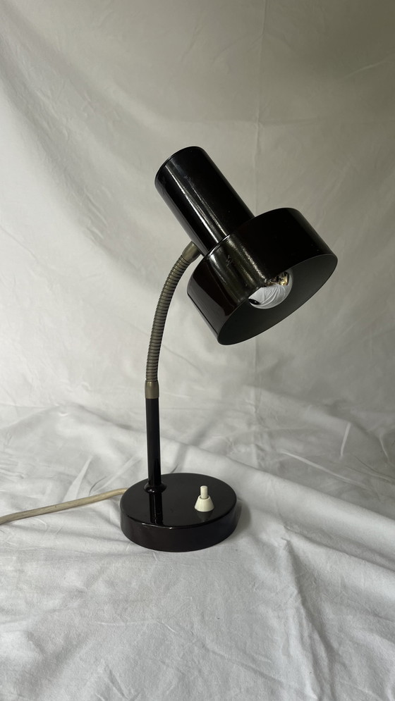 Image 1 of Vintage 70s bureaulamp – bruin metalen design, flexibele arm