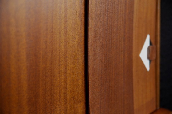 Image 1 of Vintage Deens teakhouten dressoir uit het midden van de 20e eeuw met handgeschilderd patroon, jaren 1950