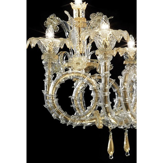 Image 1 of Handgefertigter Kronleuchter Ca’ Rezzonico aus venezianischem Muranoglas im imperialen Stil mit Golddetails