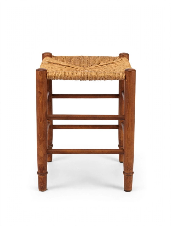 1960s Stools Charlotte Perriand style, set of 2 – Rattan, Wood (photo 2 of 5)