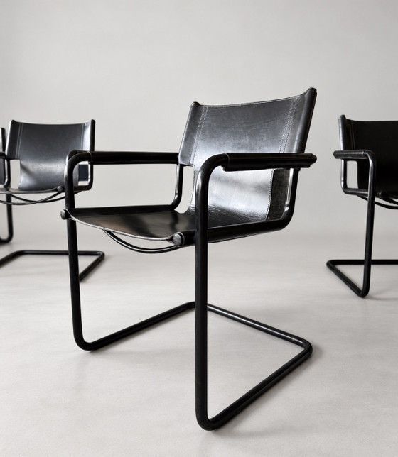 6 Vintage Mart Stam S34 — All Black — Black Leather – Dining chairs, Metal (photo 5 of 15)