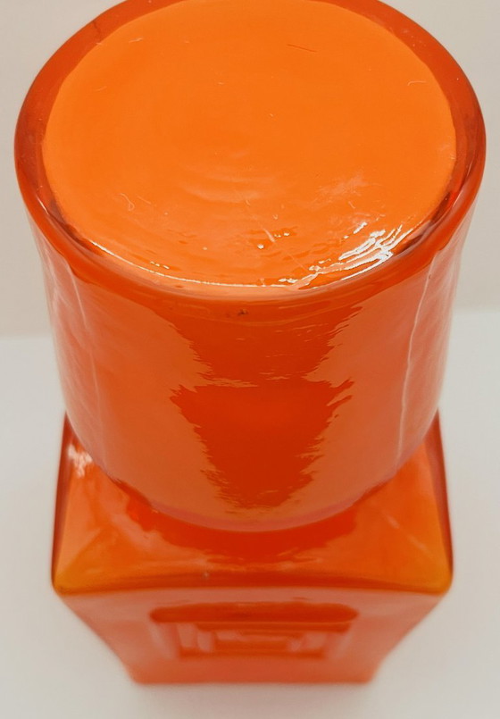 Image 1 of Retro Fans - Vaas - Jaren 60 - Fel Oranje -Fåglavik Glasbruk -Zweden