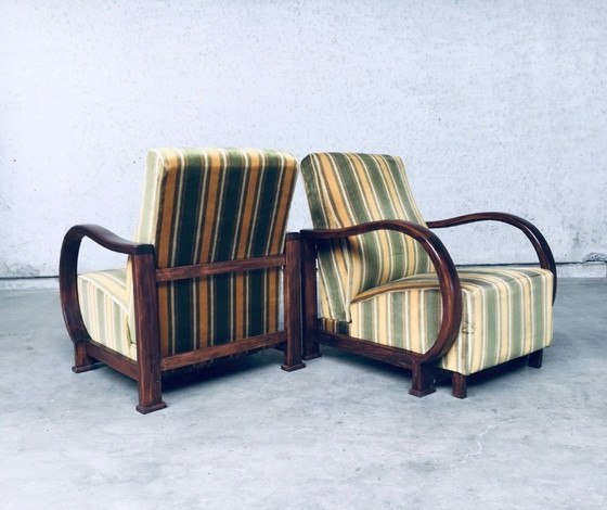 Image 1 of Art Deco Reclining Bentwood Armchair Lounge Chair Set 1930's
