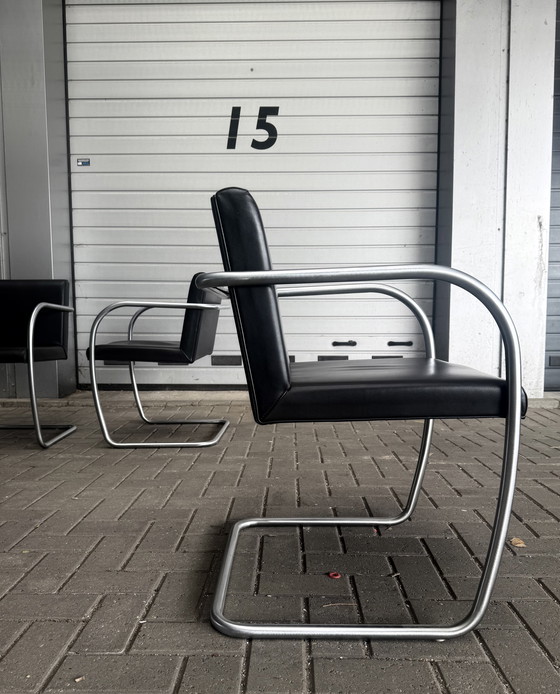 Image 1 of 6 sedie Brno di Mies van der Rohe, Fasem, in pelle nera