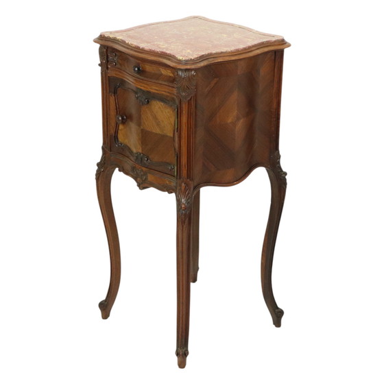 Image 1 of Table de nuit en marbre bombé antique