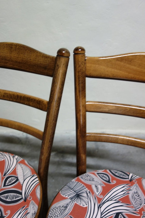 Pair of vintage Baumann bistro chairs, Dining chairs, Wood, Textile, Brown (photo 9 of 10)
