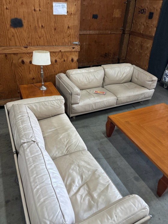 2x divano Poltrona Frau, Mobili, Pelle, Metallo, Beige (foto 2 di 10)