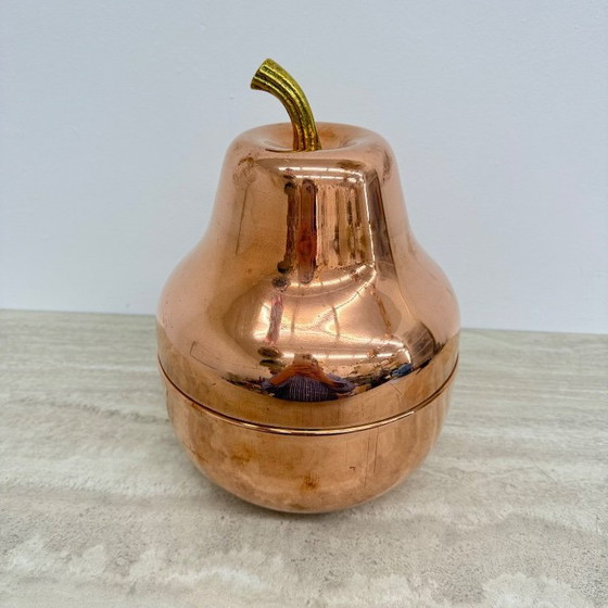Image 1 of Secchiello per il ghiaccio vintage Raymor a forma di pera, in rame, per champagne e vino, Italia, anni '70.
