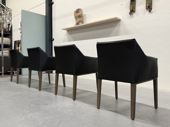 Image 1 of 4 Chaise de salle à manger Leolux Pyrite en cuir noir