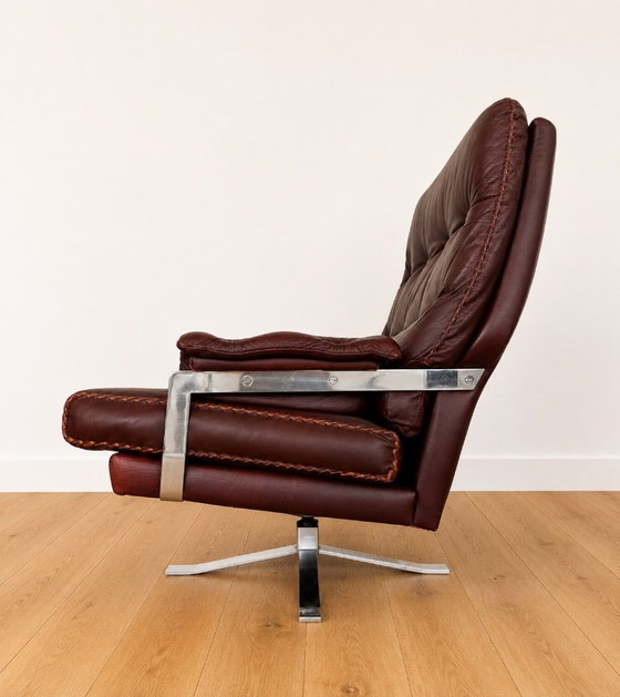 Vintage Retro Arne Norell Lounge Chairs & Stools in Burgandy Leather – Armchairs (photo 8 of 13)