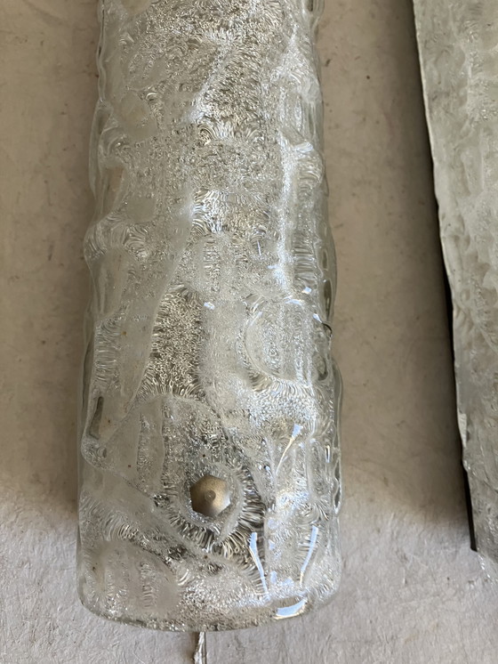 Image 1 of Set vintage di lampade da parete in vetro ghiaccio 1960, lampade in vetro ghiaccio