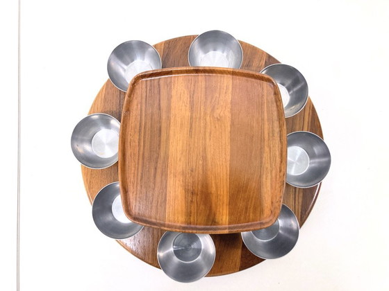 Image 1 of Double-decker turntable made of teak and stainless steel from Digsmed 60s Danish Design