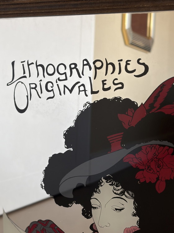 Prachtige vintage Art Nouveau reclamespiegel – Georges de Feure (70s/80s) – Wood, Glass (photo 5 of 8)