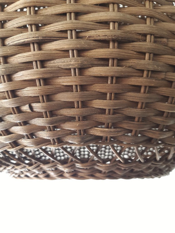 Image 1 of Magnifique suspension en rotin, suspension style Mid-Century Modern, lampe de table vintage