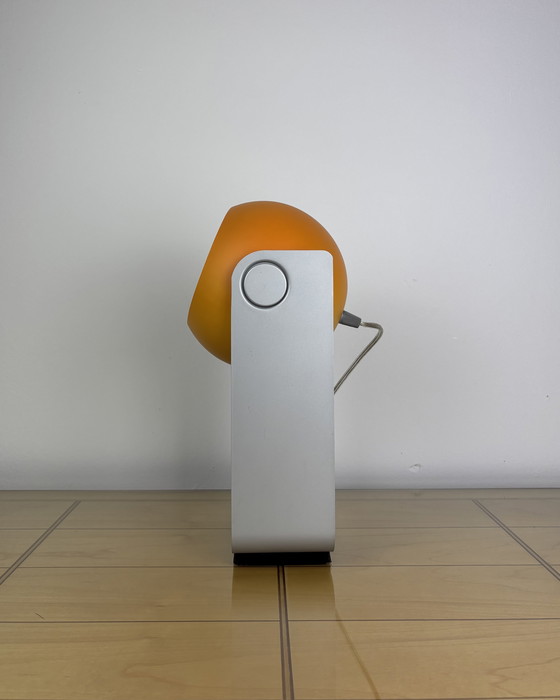 Image 1 of Tafellamp, Massief, Metaal, Oogbal, Ruimtetijdperk, Spoetnik-ontwerp, UFO, Oranje Oogballamp in Retrostijl, Industrieel ontwerp