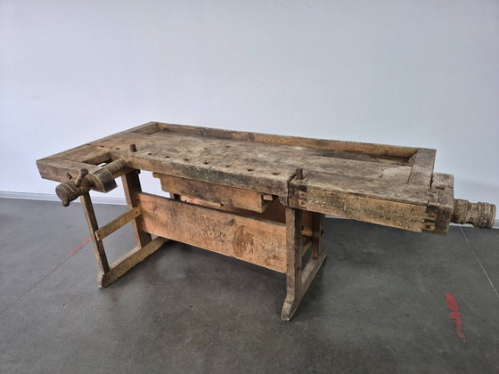 Antieke Vintage Timmermanswerkbank – Tuintafels, Wood (photo 13 of 21)