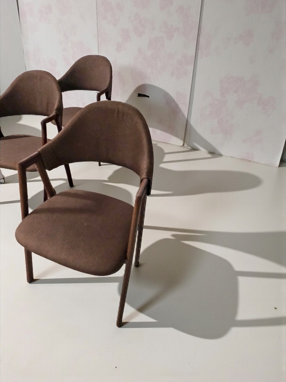 Image 1 of 6 sillas de comedor de diseño danés tapizadas en lino