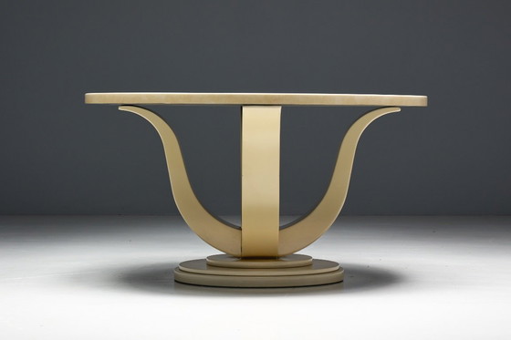 Image 1 of Faux-Marble Lacquered Table by Jean Claude Mahey, France, 1970s