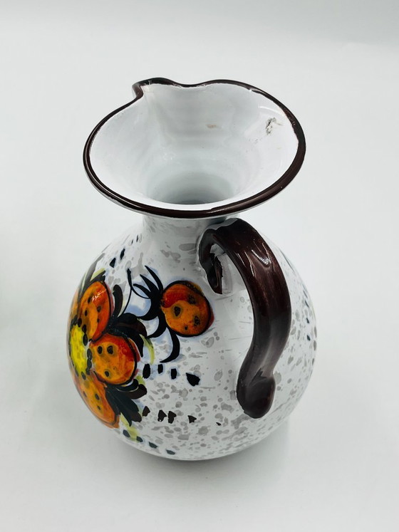 Image 1 of Pair of vintage hand-painted floral Italian vases
