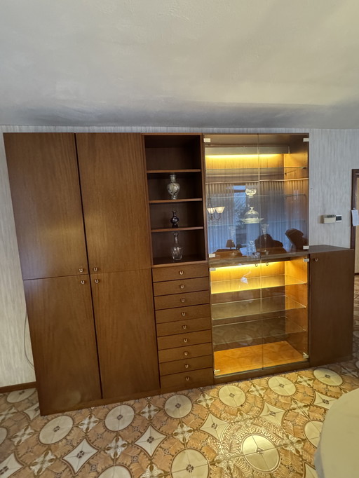 Vintage seventies wandkast - vitrinekast 