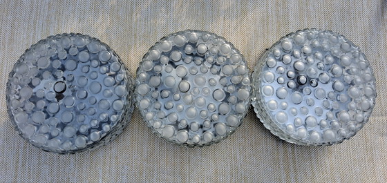 Image 1 of Vintage cut bubble glass wall or ceiling lamp, German manufacturer 60s/70s