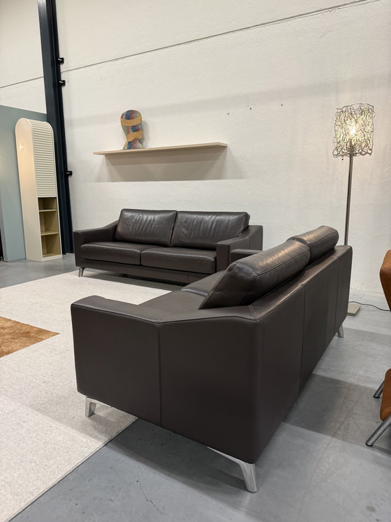 Image 1 of Leolux Antonia Sofa-Set, 3- und 2,5-Sitzer, braunes Leder