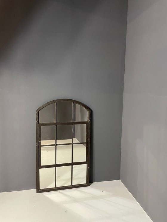 Image 1 of Industrial Iron Mirror with Patina, Czechoslovakia, 1960s