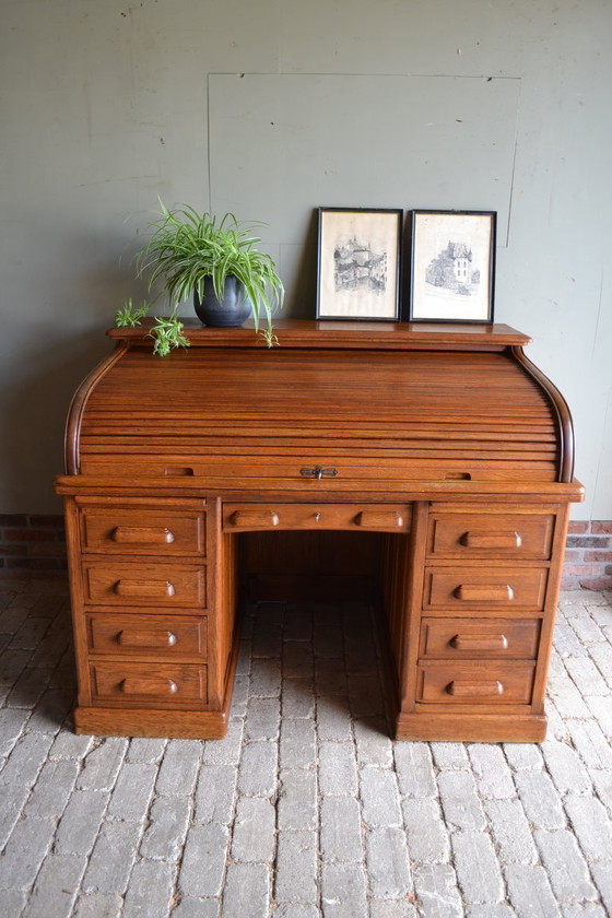 Image 1 of Antiker Art-Deco-Schreibtisch, Sekretär aus Eiche.