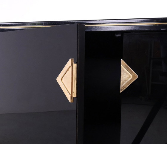 Image 1 of Black and gold Art Deco cabinets by Pierre Vandel, 1970s