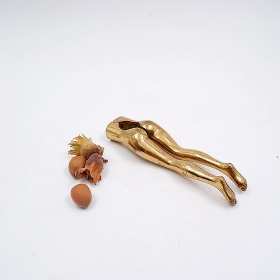 Image 1 of Vintage brass nutcracker in the shape of a woman's legs, 1970s