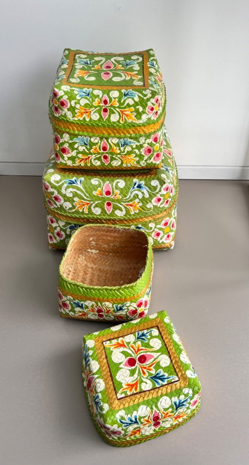 Boîte de rangement Panier d'offrande Bali set de 3