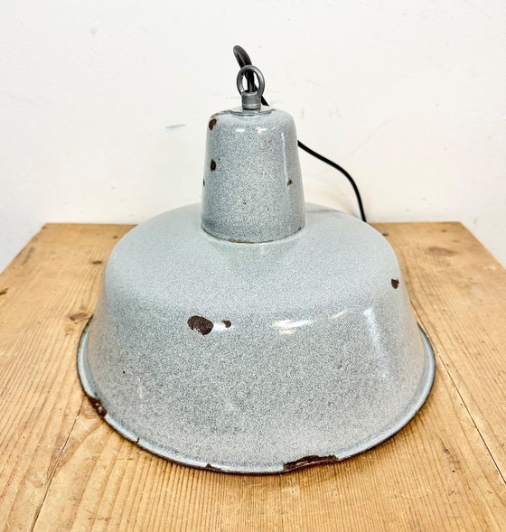 Image 1 of Industrial Grey Enamel Factory Lamp, 1960s