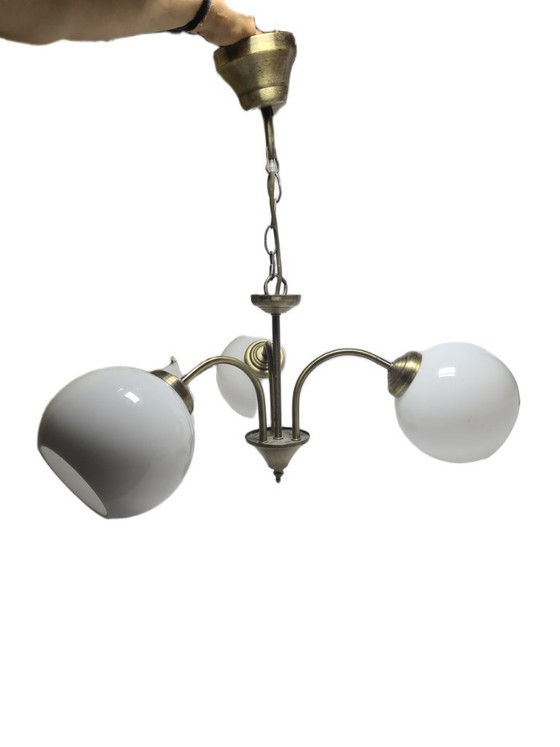 Lampadario in stile Art Déco, Polonia, anni '70 – Glass, Metal (photo 4 of 8)