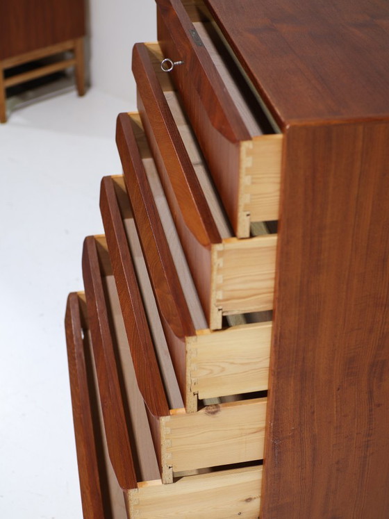 Image 1 of Tall chest of drawers vintage teak Danish 1960s tallboy