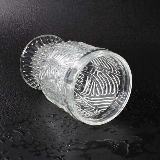 Image 1 of Set of 6 Mid-century Rare Pressed Glass Glasses / Libochovice / Czech Republic / 1981