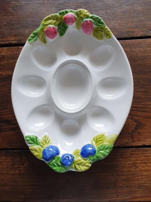 Egg dish in ceramics from Italy signed Italica Ars