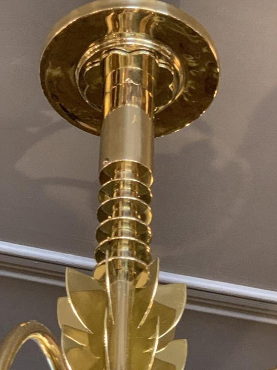 Lustre Art Déco en Laiton et Verre par Gio Ponti pour Emilio Lancia / Fontana Arte, années 1930 – Bronze (photo 8 of 18)
